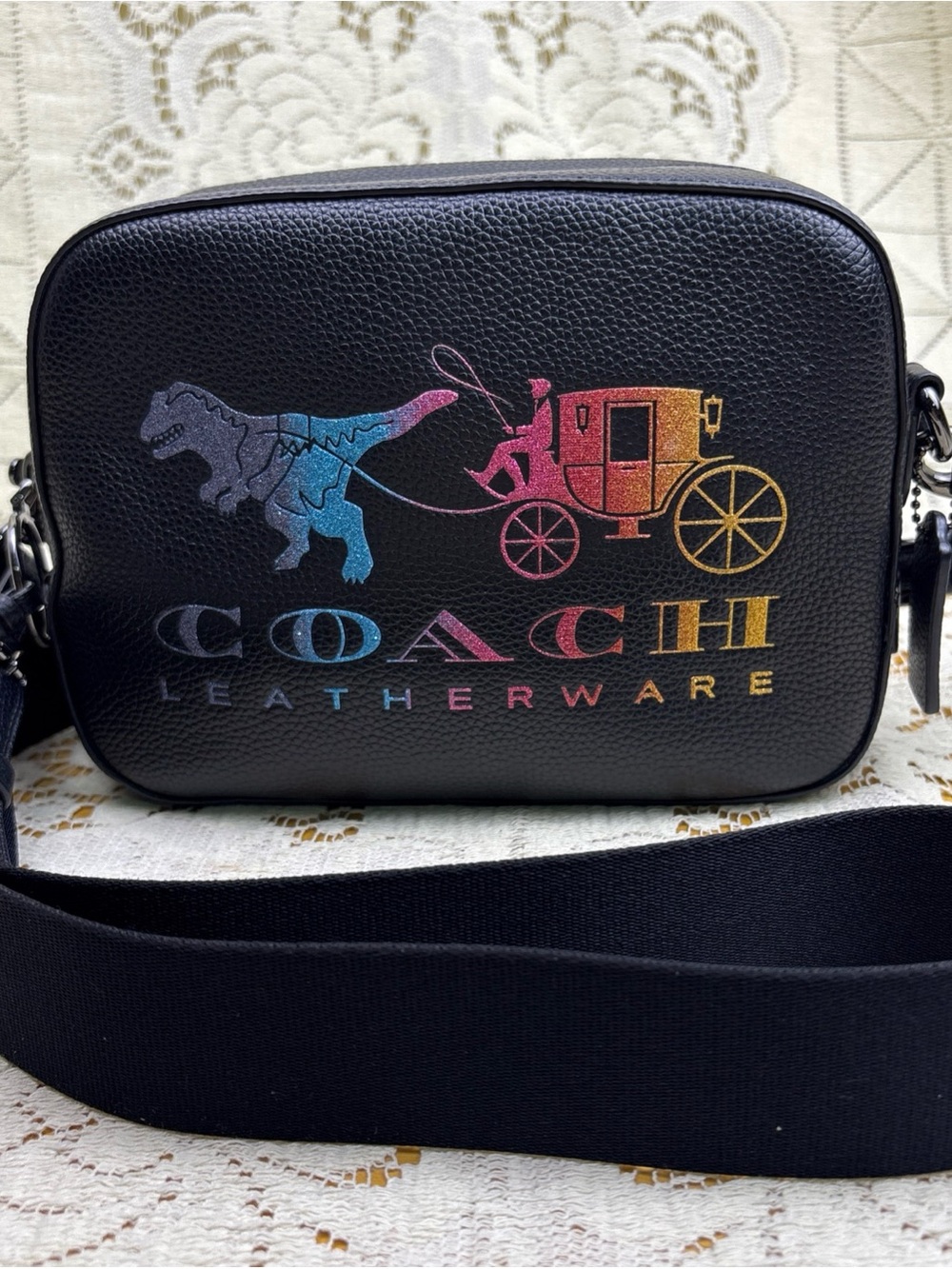 Coach Rainbow Rexy Carriage Camera Crossbody Bag Leather